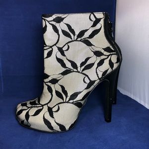 8 taupe lace overlay high heel booties from Forever 21